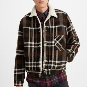 NEW Levi’s Premium Type 1 Plaid Sherpa Trucker Jacket Men’s